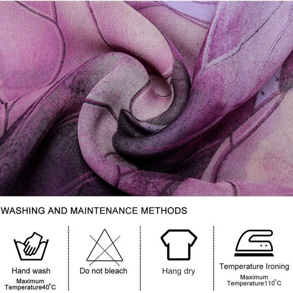 Women's Blue+purple Fashion Lightweight Head Scarf Floral Print Chiffon Scarves - Picture 2 of 7